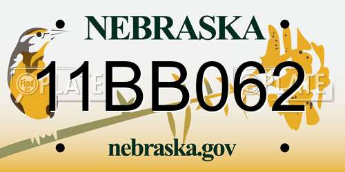 11BB062 Nebraska License Plate