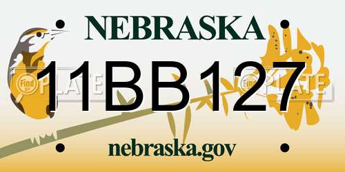 11BB127 Nebraska License Plate