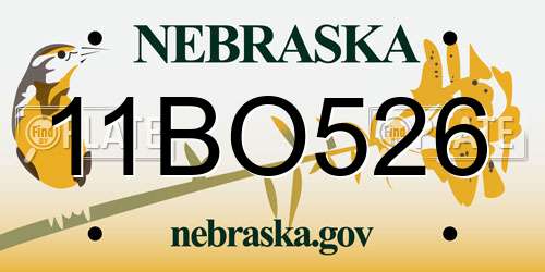 11BO526 Nebraska License Plate