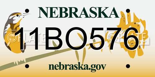 11BO576 Nebraska License Plate