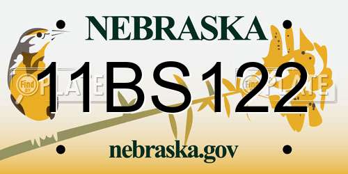 11BS122 Nebraska License Plate