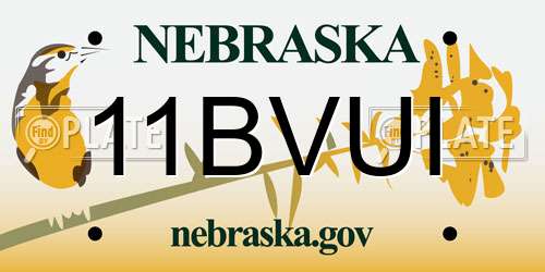 11BVUI Nebraska License Plate