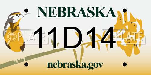 11D14 Nebraska License Plate