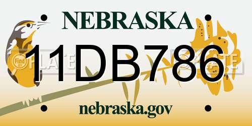 11DB786 Nebraska License Plate
