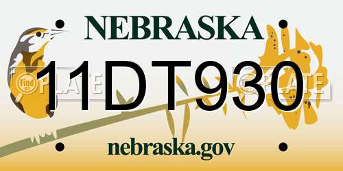 11DT930 Nebraska License Plate