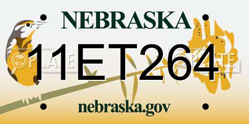 11ET264 Nebraska License Plate