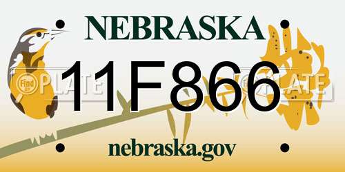 11F866 Nebraska License Plate
