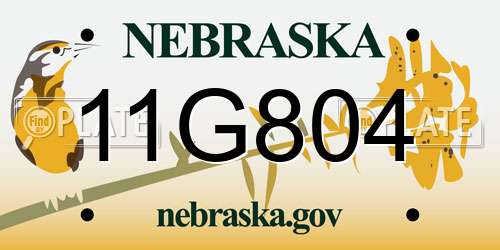 11G804 Nebraska License Plate
