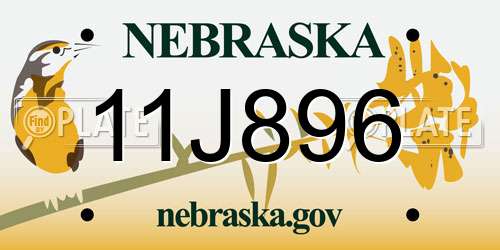 11J896 Nebraska License Plate