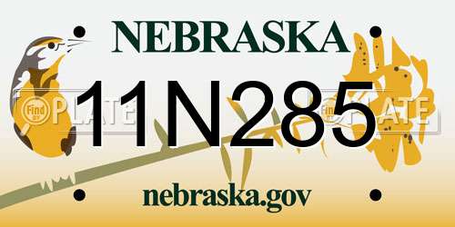 11N285 Nebraska License Plate