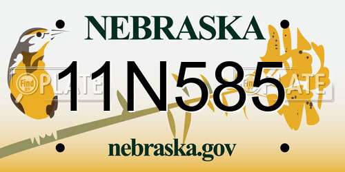 11N585 Nebraska License Plate