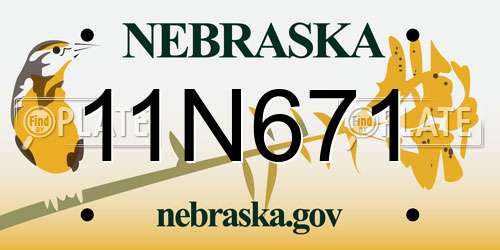 11N671 Nebraska License Plate
