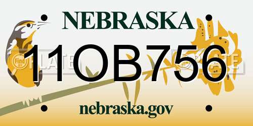 11OB756 Nebraska License Plate