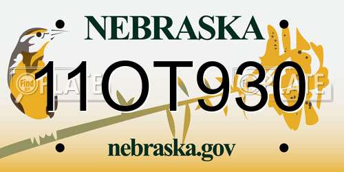 11OT930 Nebraska License Plate