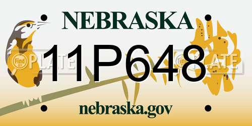 11P648 Nebraska License Plate