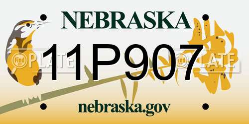 11P907 Nebraska License Plate