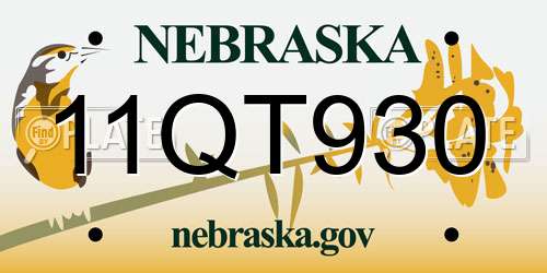 11QT930 Nebraska License Plate