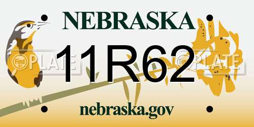 11R62 Nebraska License Plate