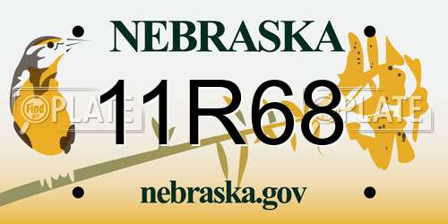 11R68 Nebraska License Plate