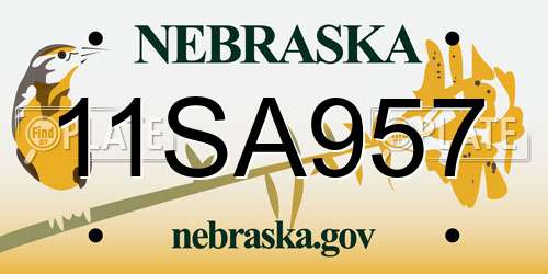 11SA957 Nebraska License Plate