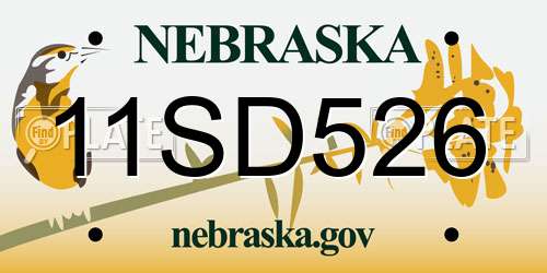 11SD526 Nebraska License Plate