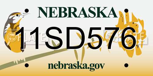 11SD576 Nebraska License Plate