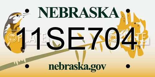 11SE704 Nebraska License Plate