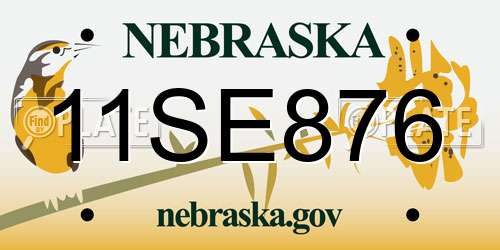 11SE876 Nebraska License Plate
