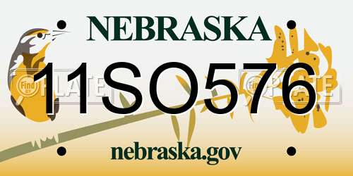 11SO576 Nebraska License Plate