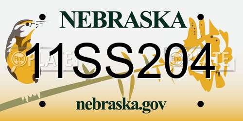 11SS204 Nebraska License Plate