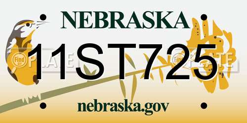11ST725 Nebraska License Plate