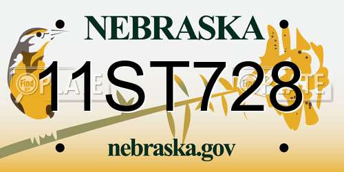 11ST728 Nebraska License Plate