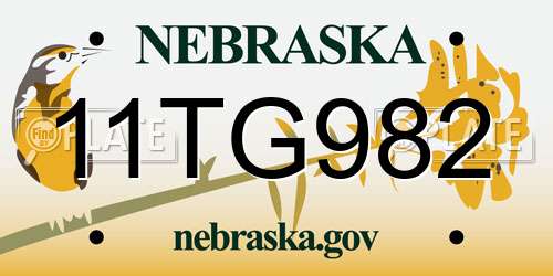 11TG982 Nebraska License Plate