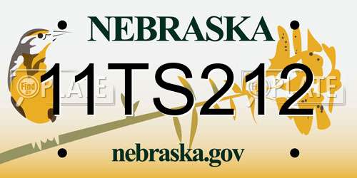 11TS212 Nebraska License Plate