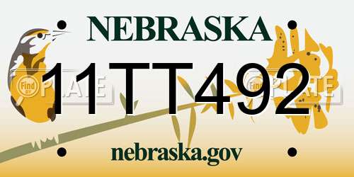 11TT492 Nebraska License Plate