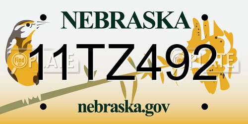 11TZ492 Nebraska License Plate