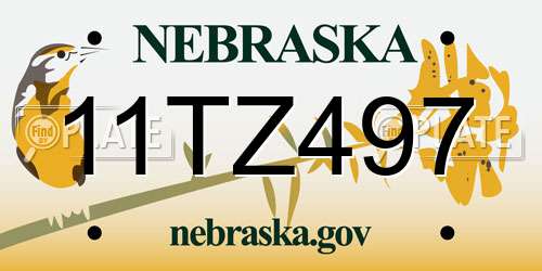 11TZ497 Nebraska License Plate