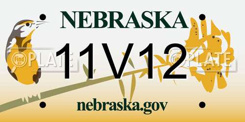 11V12 Nebraska License Plate