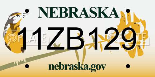 11ZB129 Nebraska License Plate