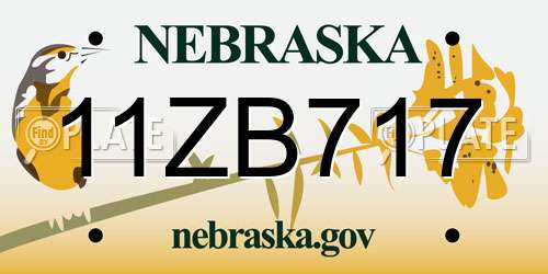 11ZB717 Nebraska License Plate