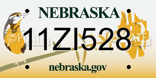 11ZI528 Nebraska License Plate