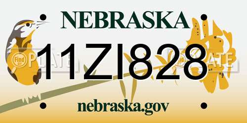 11ZI828 Nebraska License Plate