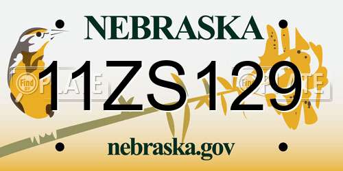 11ZS129 Nebraska License Plate