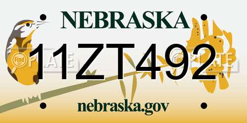 11ZT492 Nebraska License Plate