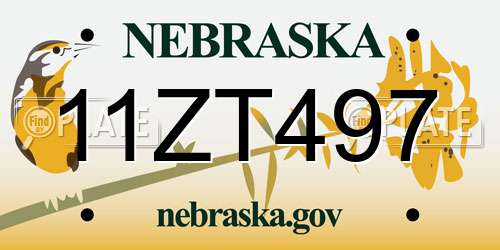 11ZT497 Nebraska License Plate