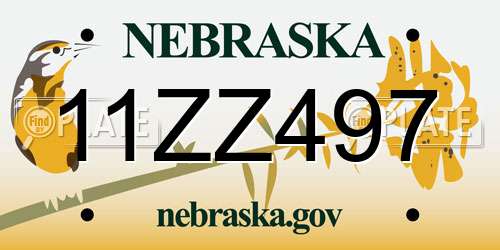 11ZZ497 Nebraska License Plate