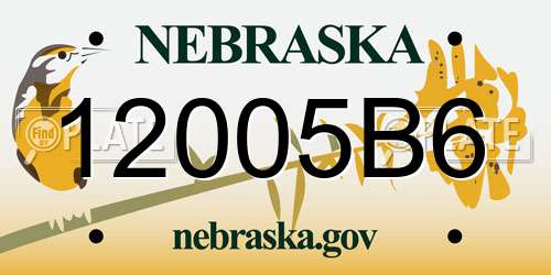 12005B6 Nebraska License Plate