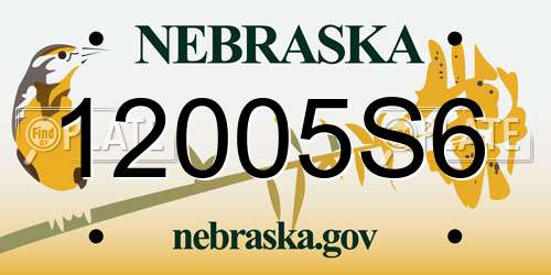 12005S6 Nebraska License Plate