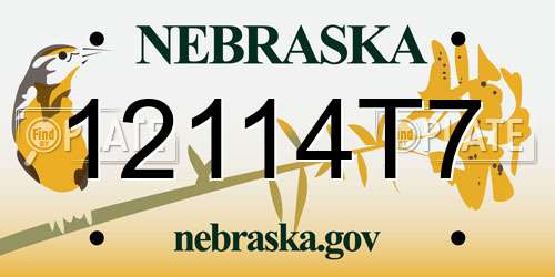 12114T7 Nebraska License Plate