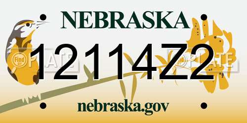 12114Z2 Nebraska License Plate